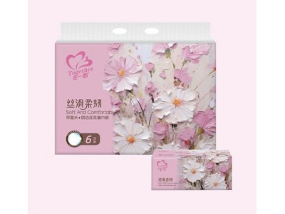 华邦 在一起可湿水四边压花面巾纸